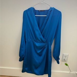 blue zara mini dress size small